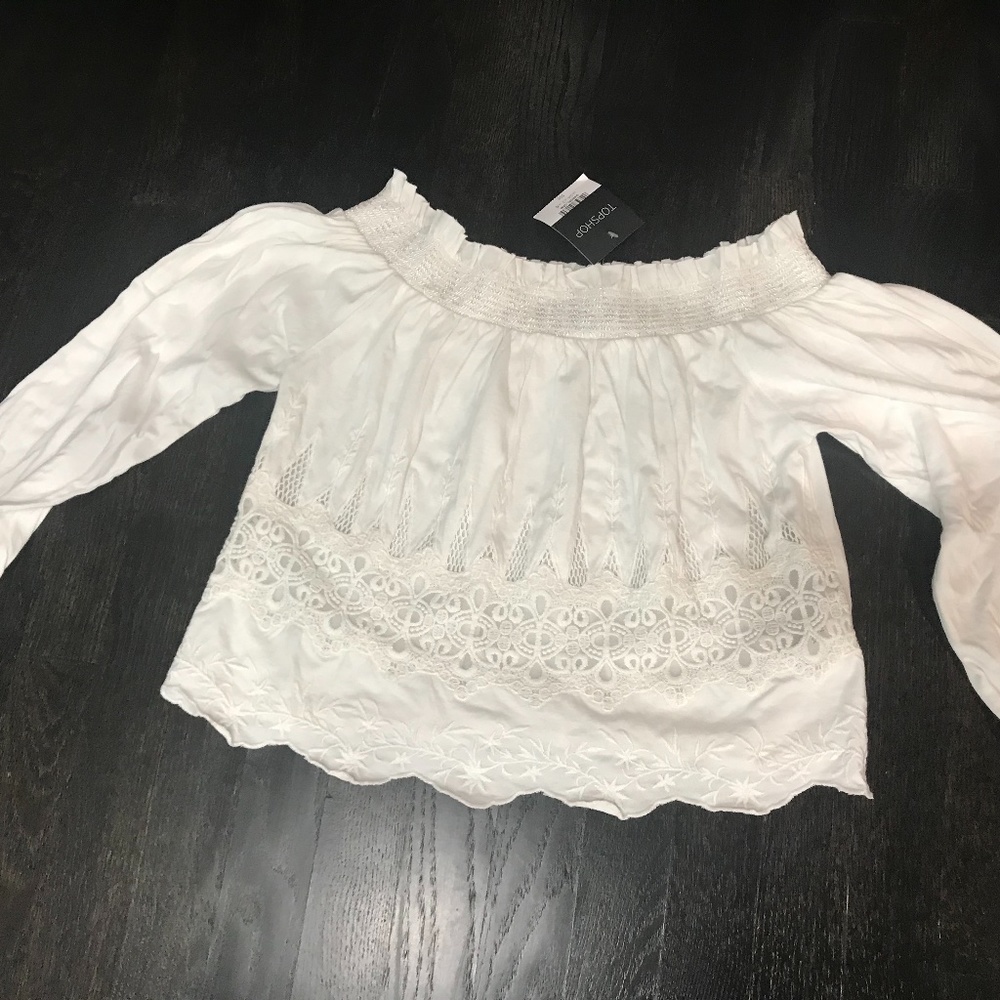TOPSHOP BRODERIE BARDOT Top